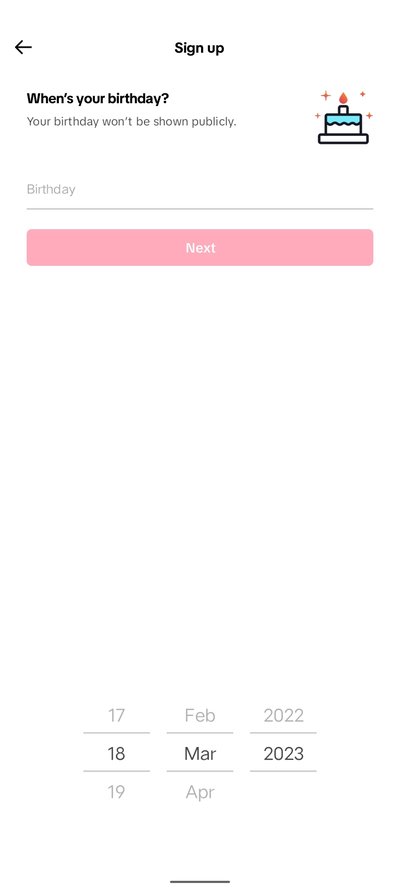 Add your birthday to your TikTok account