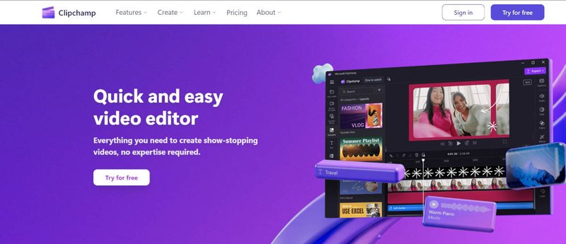 ClipChamp homepage