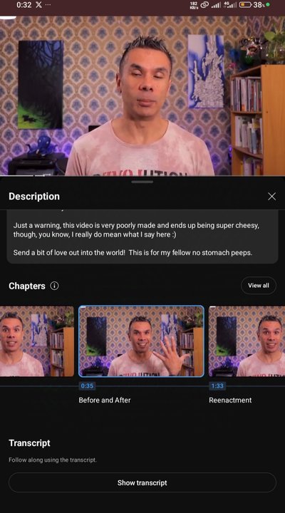 YouTube Transcripts on mobile device