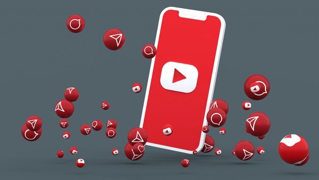 YouTube icon on the screen of a mobile device