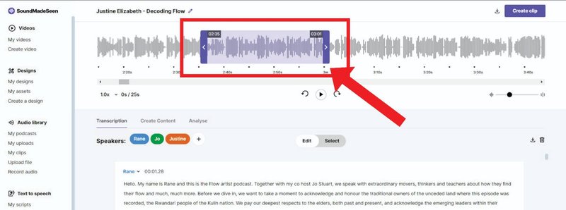 How to create a clip in SoundMadeSeen