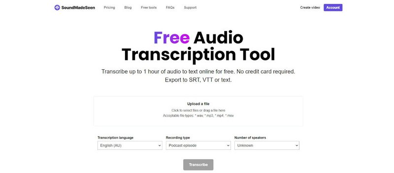 Free audio transcription tool