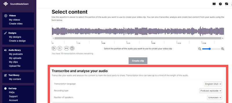 Analyse and transcribe your content on SoundMadeSeen