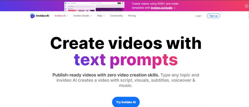 inVideo homepage