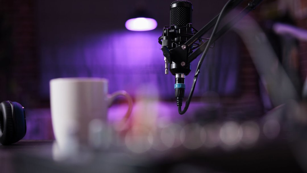 A podcast recording microphone